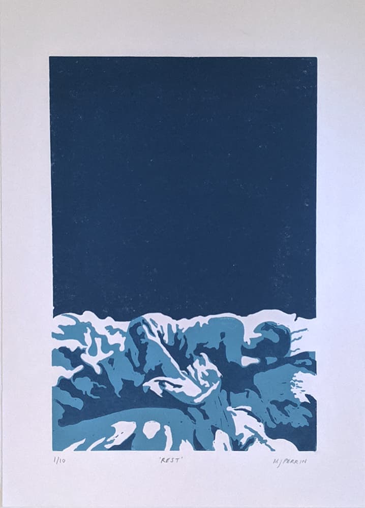 Rest. 2019. Edition of 10 Linocut Prints. 20cm x 30cm.